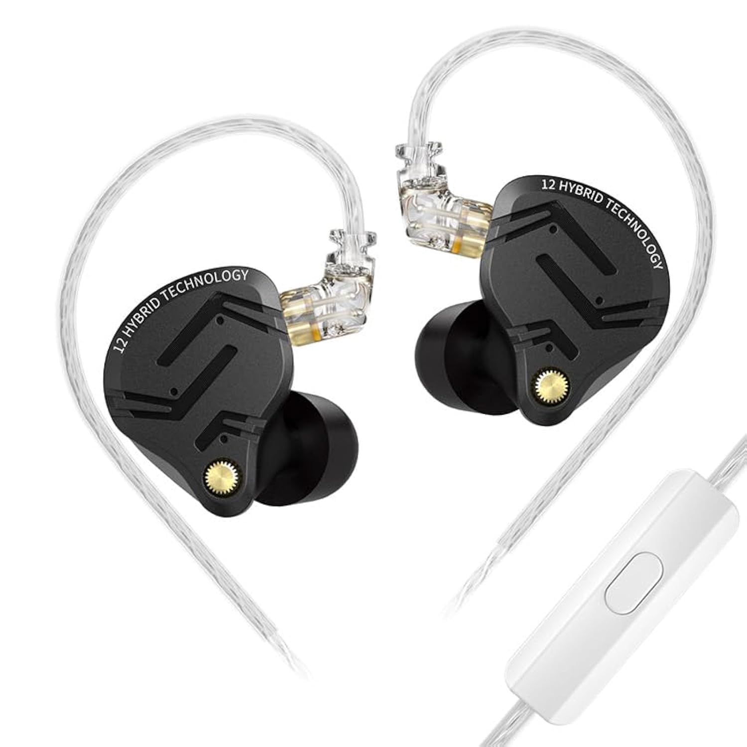 KZ ZS12 PRO X In-Ear Monitor Headphones - 1 Dynamic Driver + 5 Balanced Armature HiFi Stereo Wired Earbuds with Noise Cancellation & Full Metal Cavity for Musicians, Singers & Audiophiles (Includes Mic, Black) - Perfect for Studio Recording, Live Performances & Critical Listening