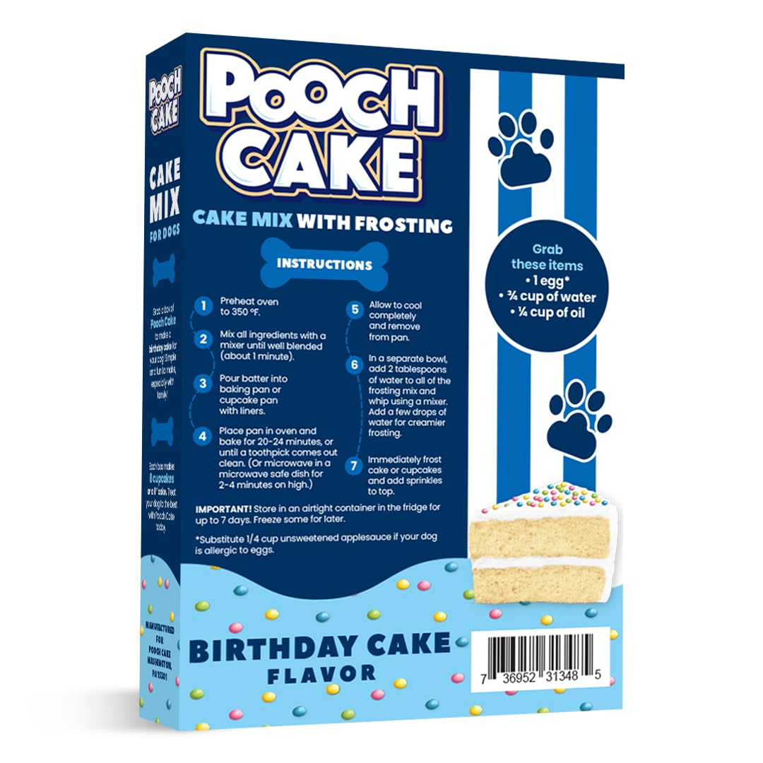 Pooch Cake Dog Birthday Cake Mix - Birthday Cake Flavor with Sprinkles | Healthy Homemade Dog Treat for Birthday Parties & Special Occasions | Perfect for Small & Large Dogs