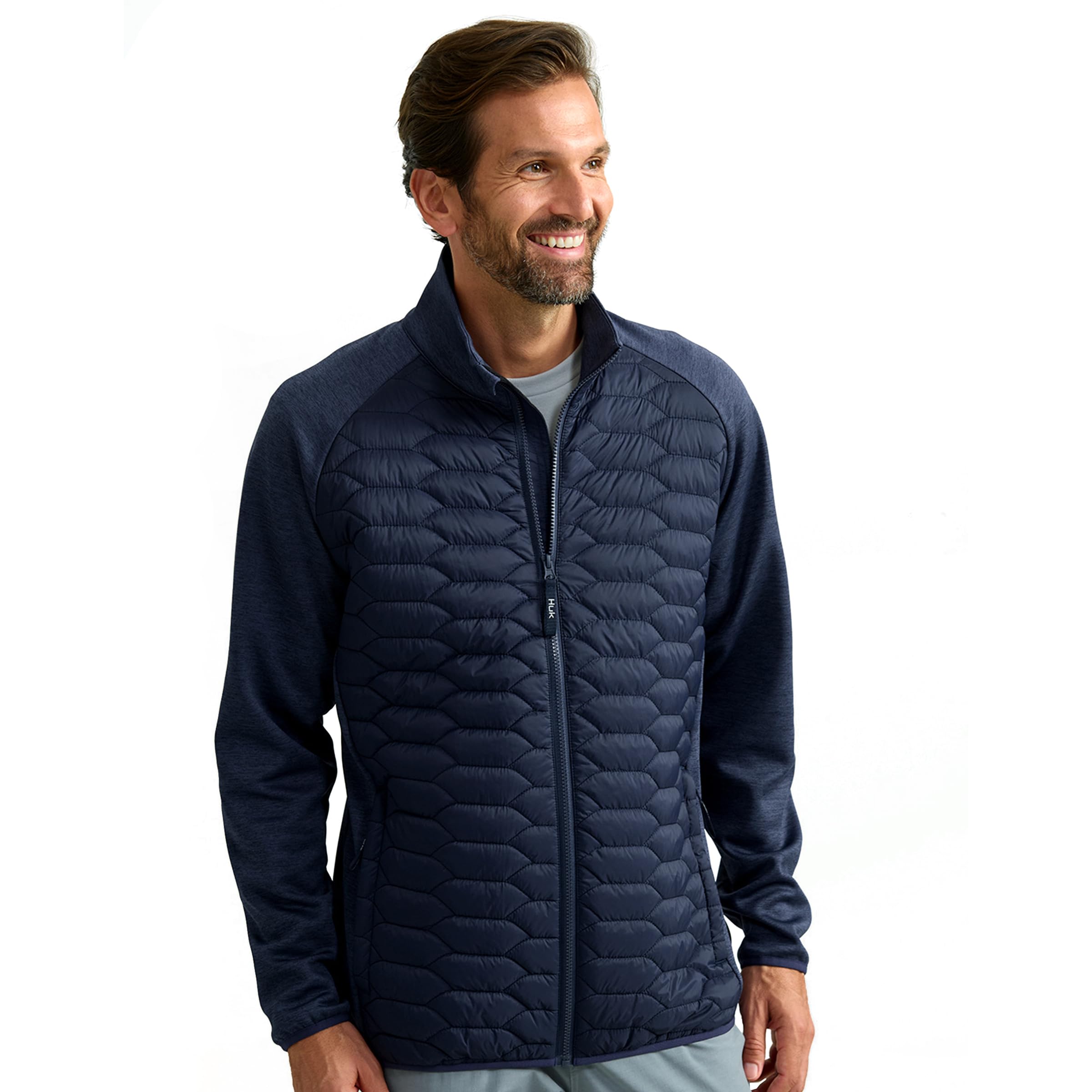 HUK Men's Scale Hybrid DWR Performance Fishing Jacket - Waterproof & Breathable for Outdoor Fishing & Boating