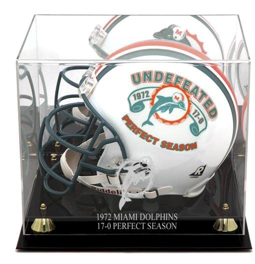 Miami Dolphins 1972 Commemorative Logo Helmet Display Case with Mirror Back - Classic Football Memorabilia Display for Collectors & Fans - Perfect for Home, Office or Man Cave Decor