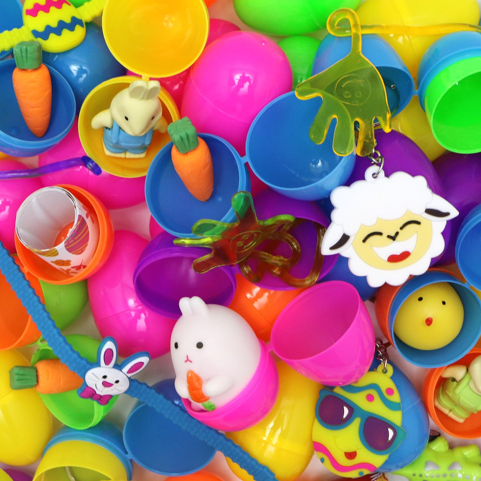 60 Pcs Prefilled Easter Eggs with Assorted Toys - Plastic Easter Eggs Filled with Fun Surprises for Easter Egg Hunts, Basket Stuffers & Party Favors - Perfect for Boys & Girls Easter Celebrations, Classroom Activities & Birthday Party Games