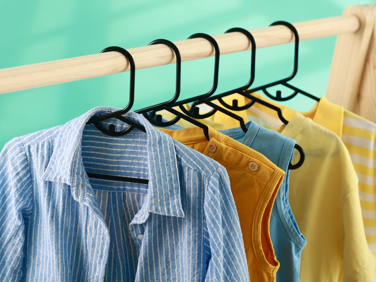 60 Pack Baby Clothes Hangers with Clips - Space Saving Plastic Hangers for Nursery, Kids, Newborn & Toddler - Stackable Closet Organizer (Black) - Perfect for Baby Shower Gifts & Nursery Organization