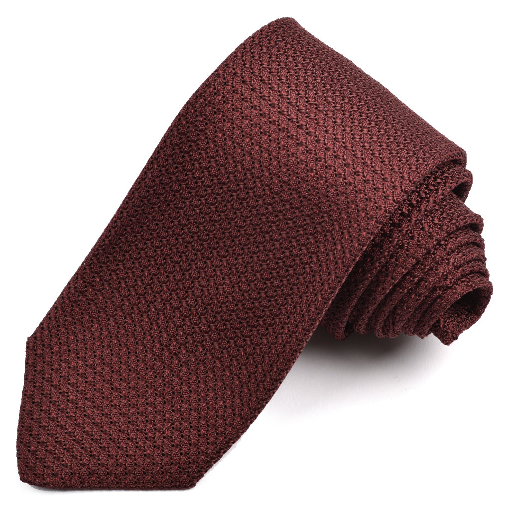 Luxury Bordeaux Silk Grenadine Tie for Men - Elegant Handmade Necktie for Weddings, Business & Formal Occasions