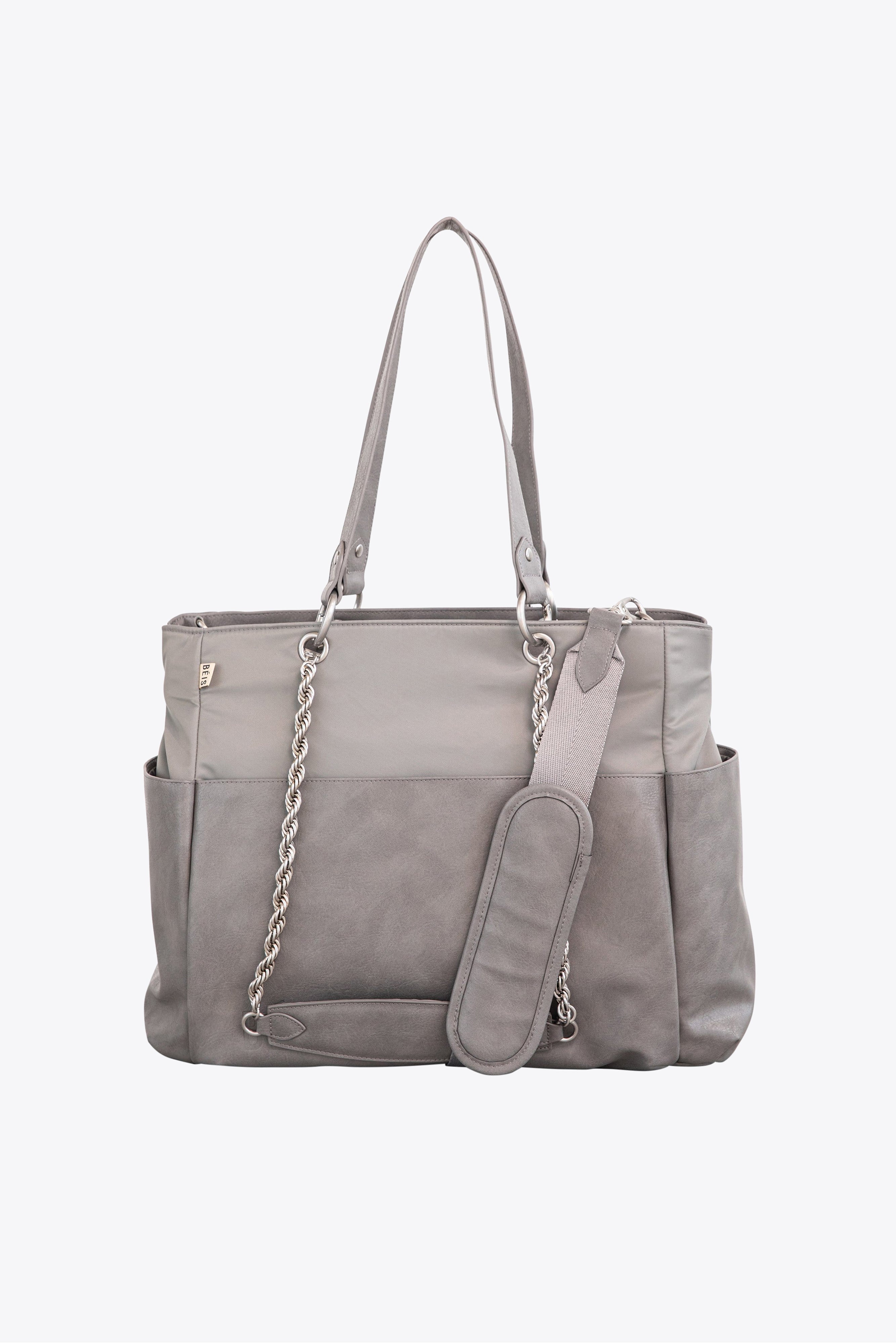 Premium Gray Diaper Bag for Moms - Large Waterproof Baby Tote with Insulated Bottle Pockets & Changing Pad | Perfect for Travel, Daycare & Family Outings