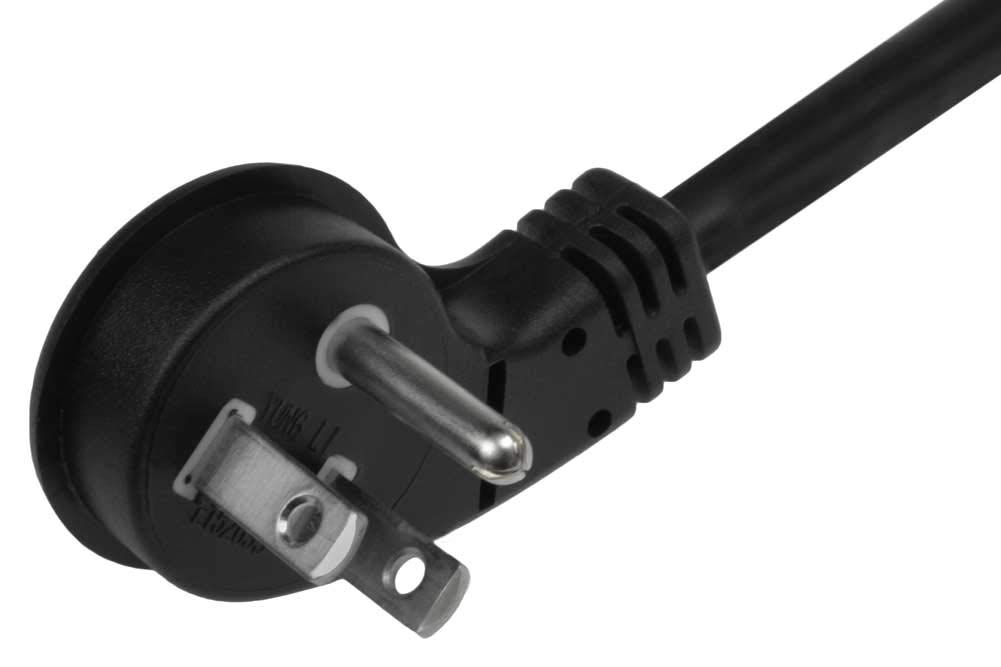 10ft Low Profile Right Angle NEMA 5-15P to C13 Power Cord - 18AWG SJT Heavy-Duty 10A 125V - Perfect for Home Office, Gaming PC & Server Rack Cable Management