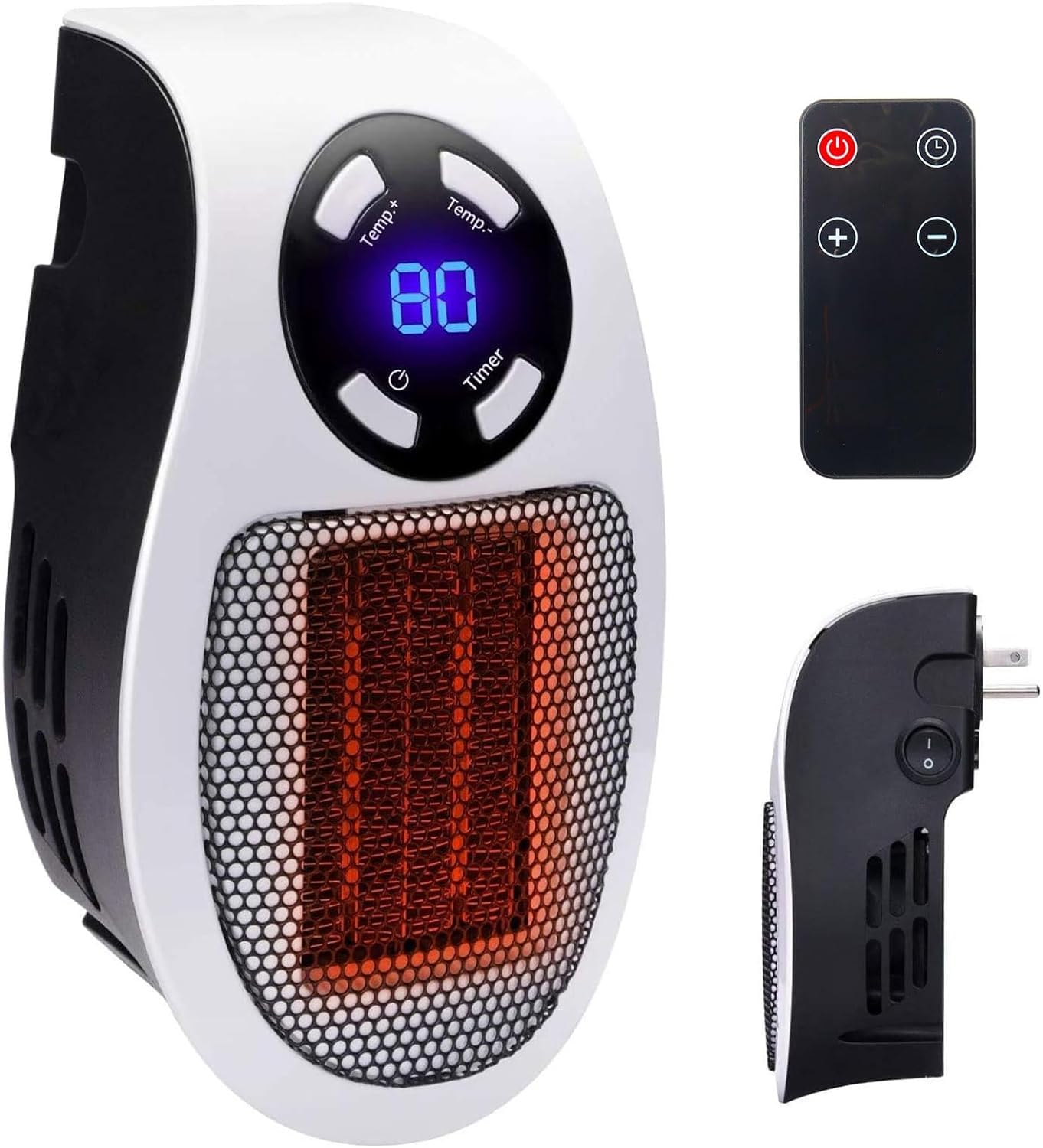450W Portable Space Heater with Remote Control - Adjustable Thermostat, Timer & LED Display - Compact Electric Heater for Office, Dorm Room, Bedroom - Fast Heating for Winter & Energy Saving Use