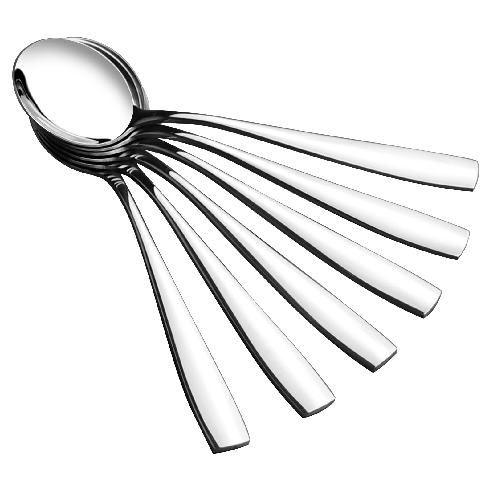 12-Piece Stainless Steel Round Soup Spoons Set - 7.2 Inch Bouillon Spoons for Dining, Restaurants & Elegant Table Settings