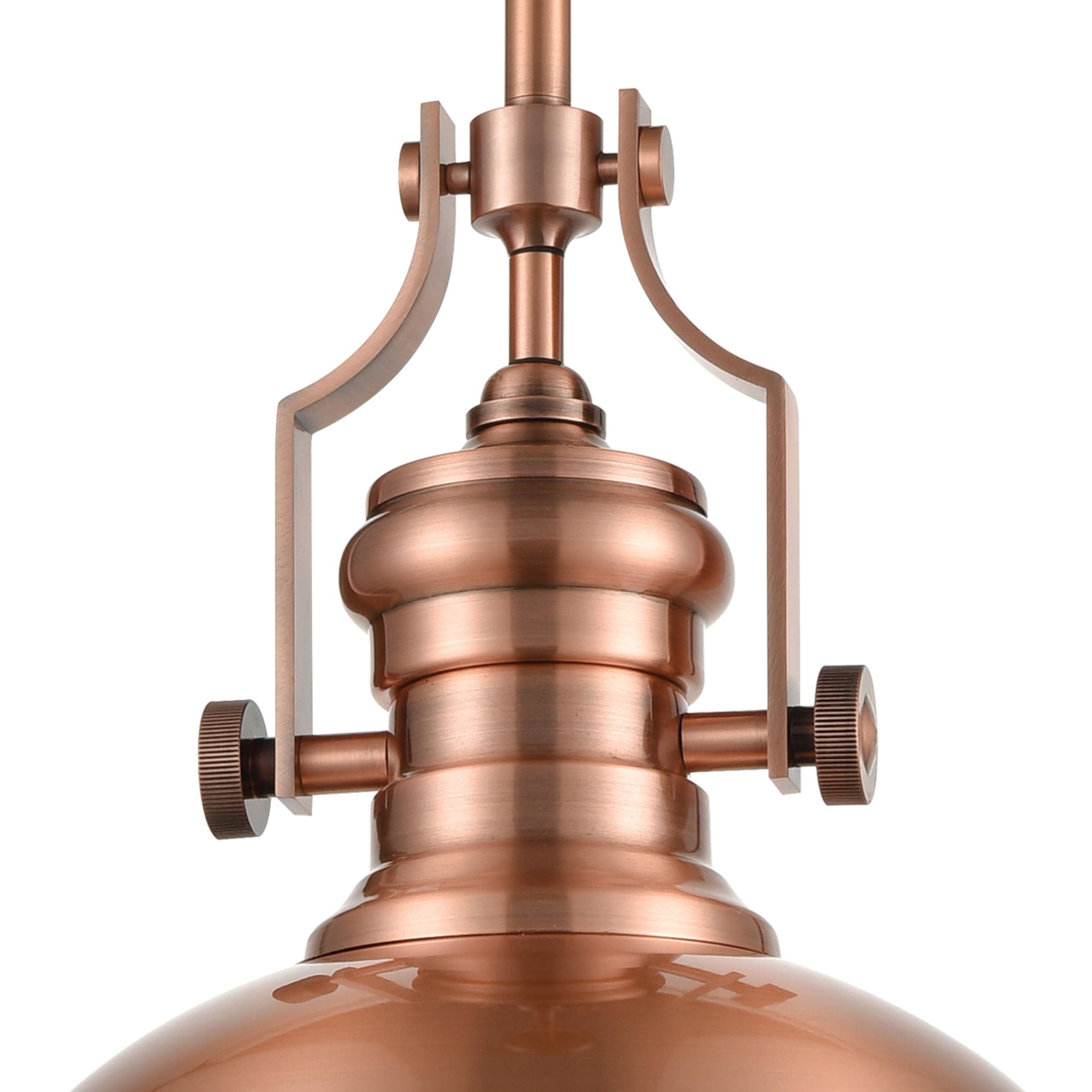 Elk Home Chadwick 1-Light Antique Copper Pendant with Frosted Glass Diffuser - Transitional Style Hanging Light Fixture for Dining Room, Kitchen Island or Entryway