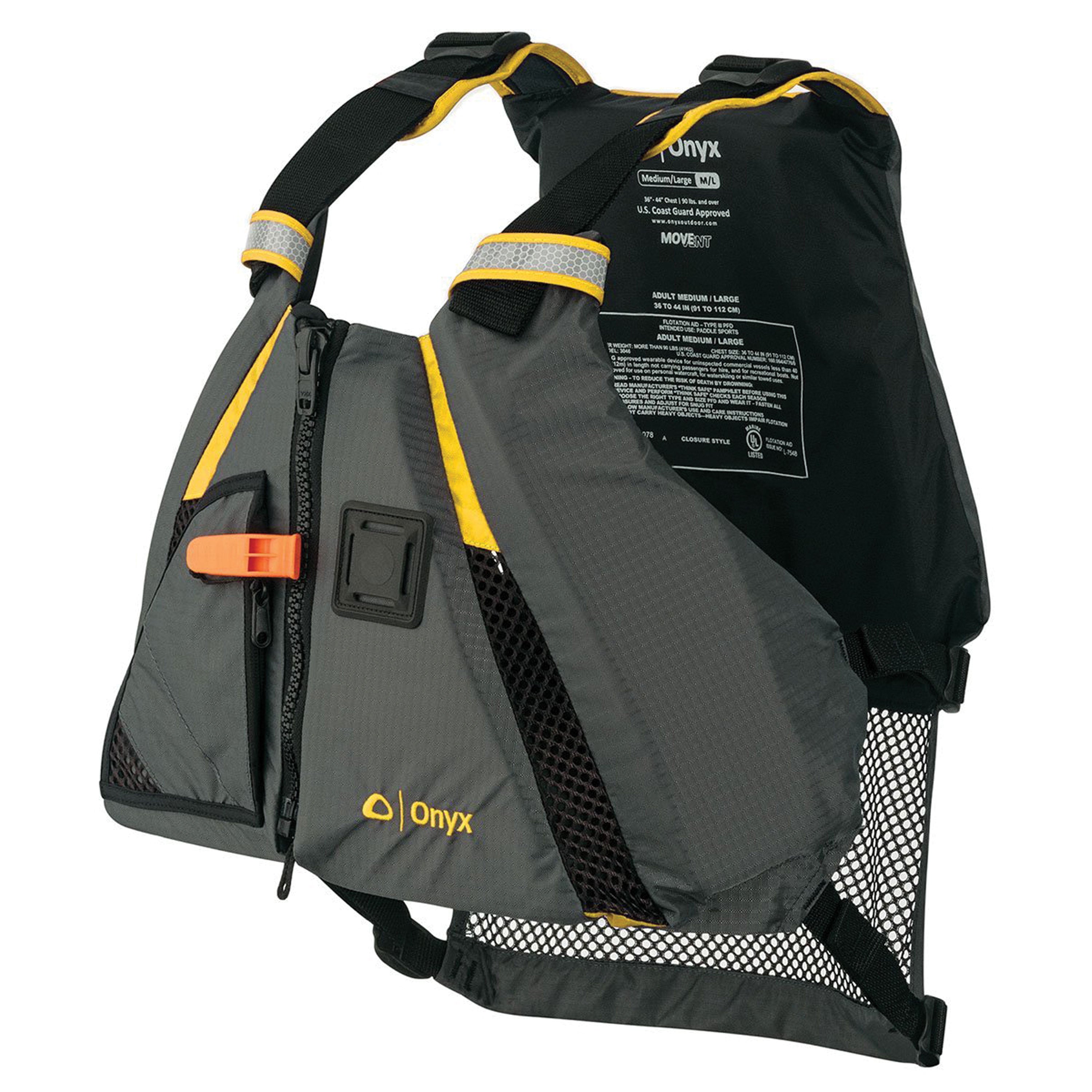 122200 300 040 18 Movement Dynamic Paddle Sports Vest - Yellow & Grey - Medium & Large Size - Perfect for Kayaking, Canoeing & Water Sports Safety Gear