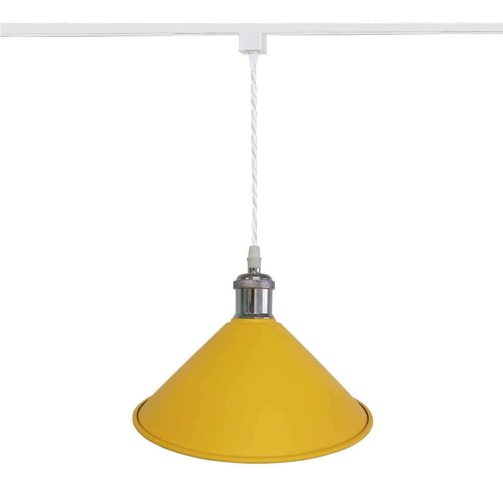 Modern H-Type Pendant Light with 3.2ft Cord - Macaron Yellow Lampshade Track Lighting for Home Decor | Perfect for Kids Room, Kitchen Island & Dining Area | Bulbs Not Included | Customizable Design