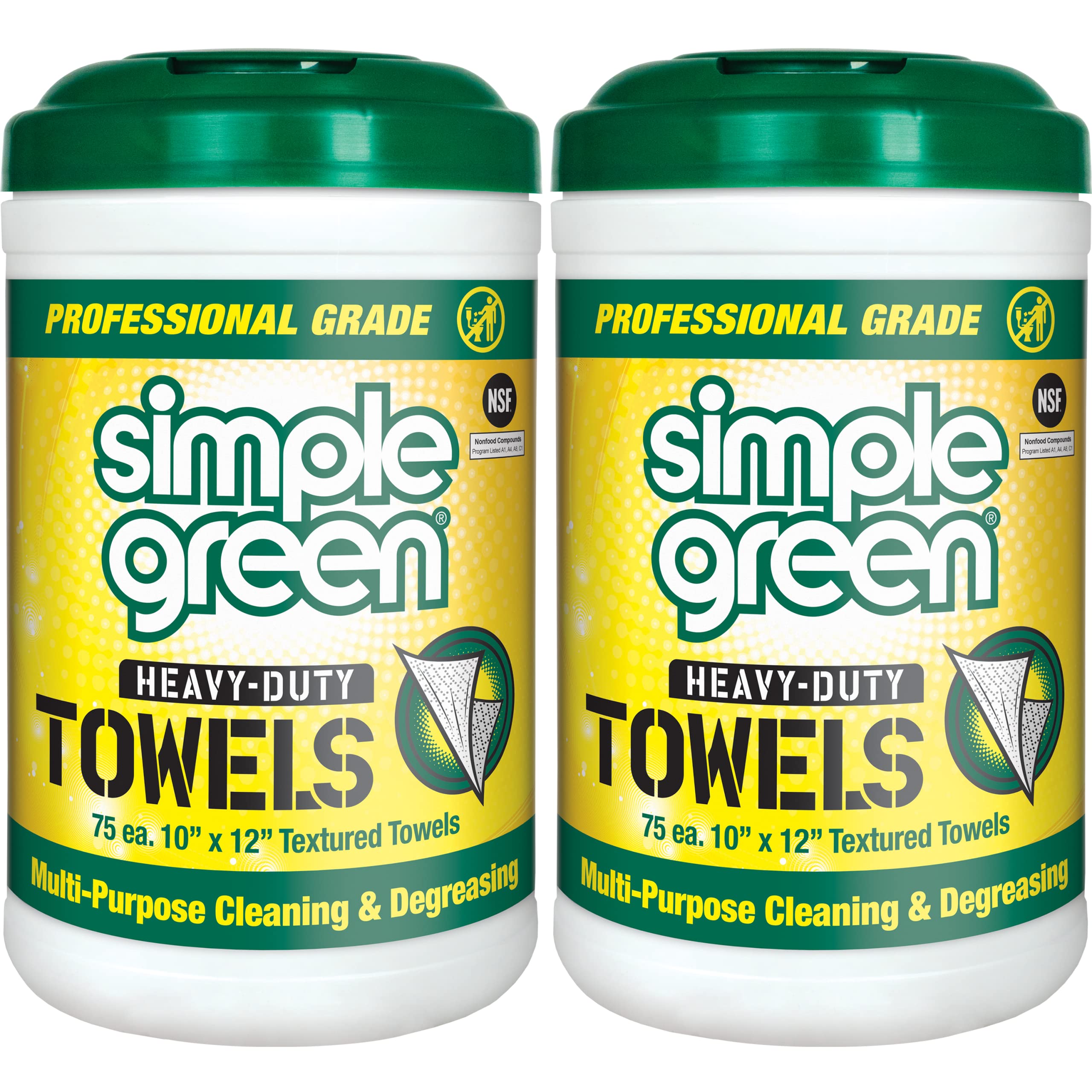 Simple Green Professional Heavy-Duty Cleaning Wipes - 150 Count (2 Packs) | All-Purpose Degreaser Towels for Kitchen, Garage & Workshop | Industrial Strength Multi-Surface Cleaning Cloths