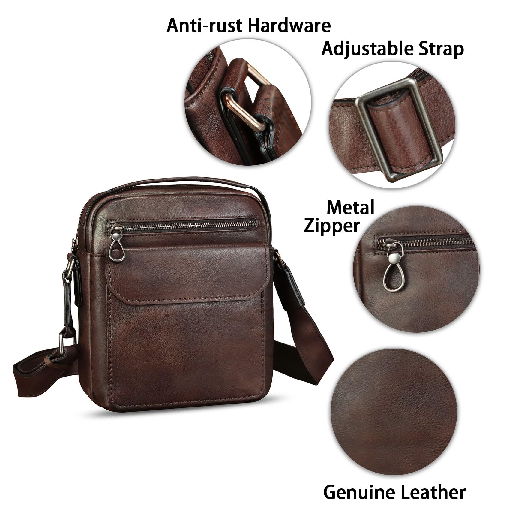 IVTG Genuine Leather Messenger Bag for Men - Stylish Crossbody Shoulder Bag with Adjustable Strap | Perfect for Work, Travel & Everyday Use
