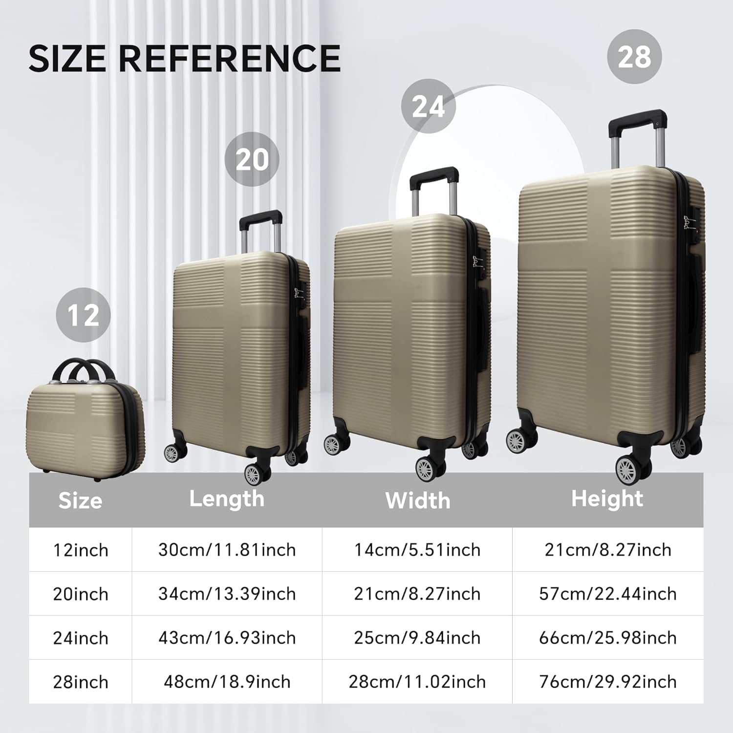 TSA Lock Hardshell Luggage Set with 360° Spinner Wheels - Lightweight Rolling Suitcase Carry On (4-Piece, Cement Gray) - Perfect for Business Travel, Family Vacations & International Trips