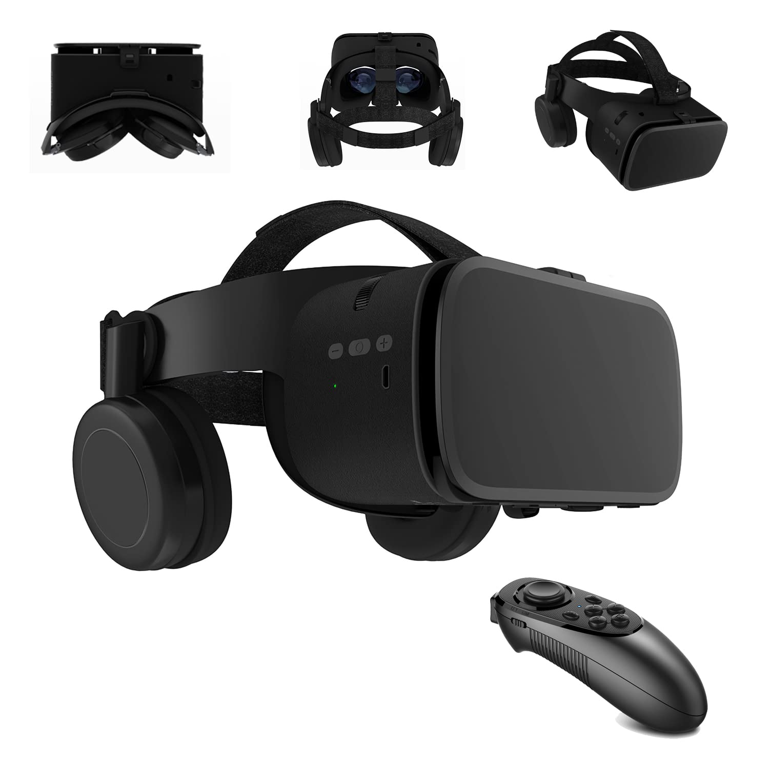 VR Headset Compatible with iPhone & Android - Bluetooth Virtual Reality Goggles with Remote Control | 3D VR Glasses for Mobile Gaming & 3D Movies | Eye Protection for Adults & Kids | Perfect Gift for Gamers & Movie Lovers (Black)