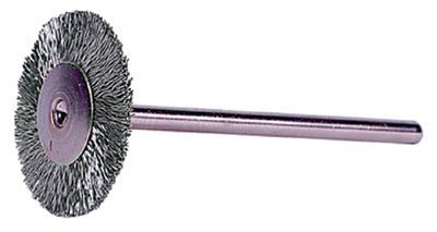 Weiler Steel Wheel Brush - 0.005 in Bristle Diameter, 1 1/4 in OD, 37000 Max RPM - Shank Attachment for Metal Cleaning & Polishing - Ideal for Automotive, Welding & Industrial Use (Model 26021)