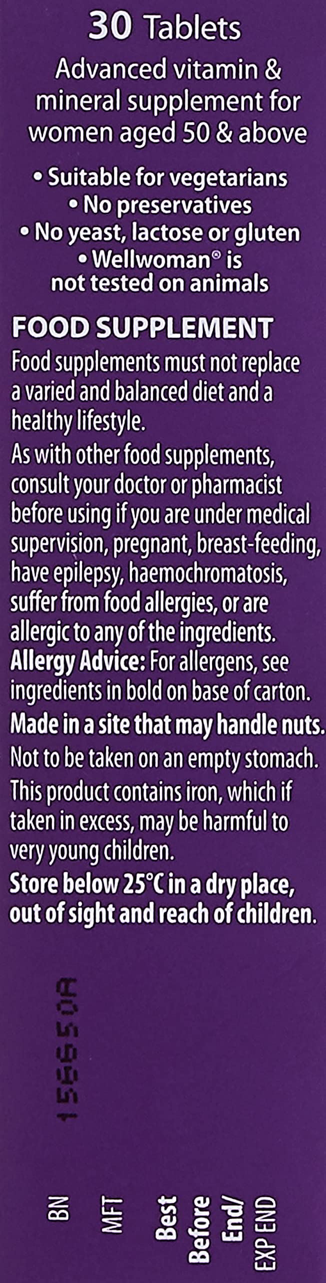 Wellwoman 50+ Multivitamin Supplement for Women - 30 Tablets (1 Pack) - Supports Energy, Immunity & Bone Health - Perfect for Active Lifestyles & Menopause Support