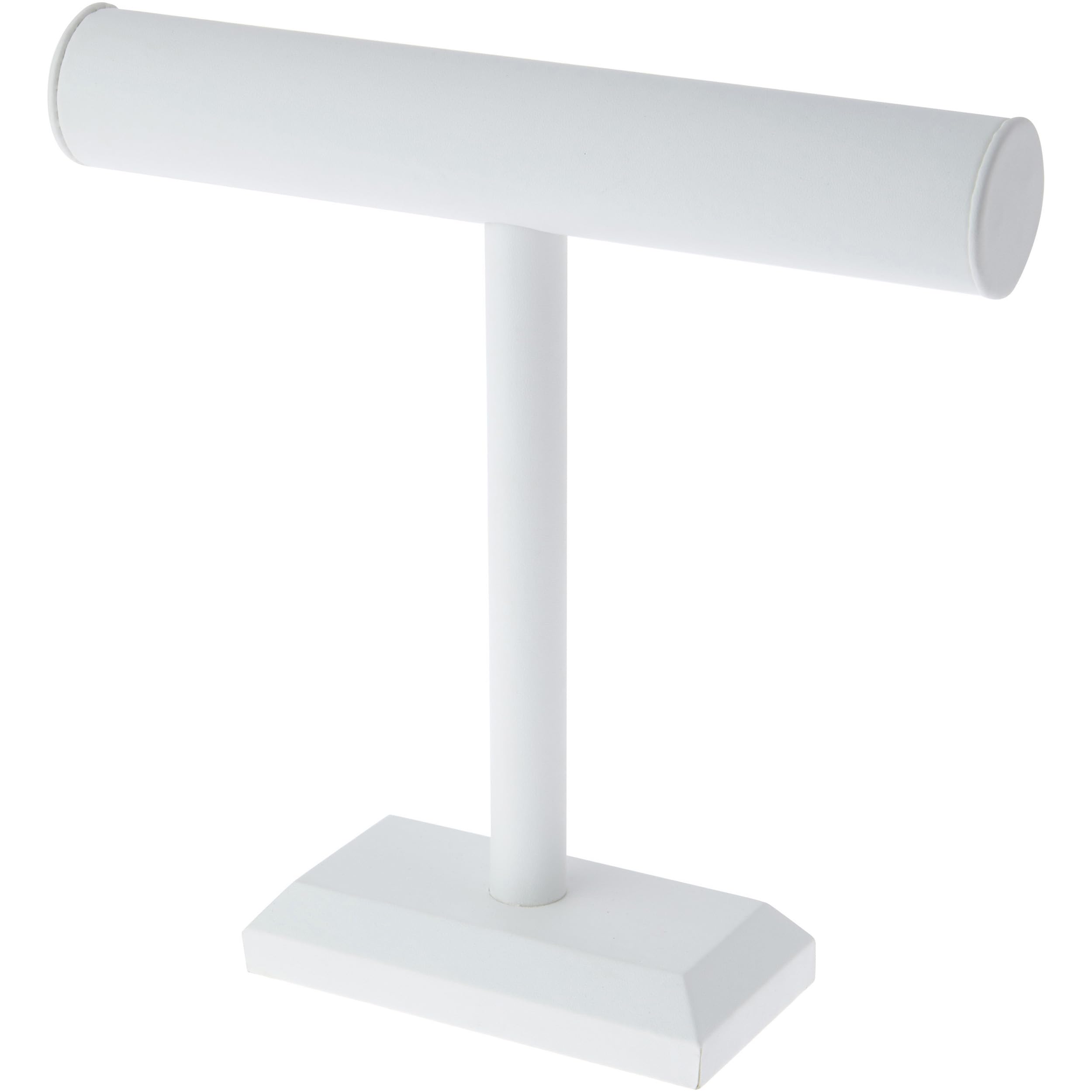Plymor White Faux Leather T-Bar Necklace Display Stand - 12