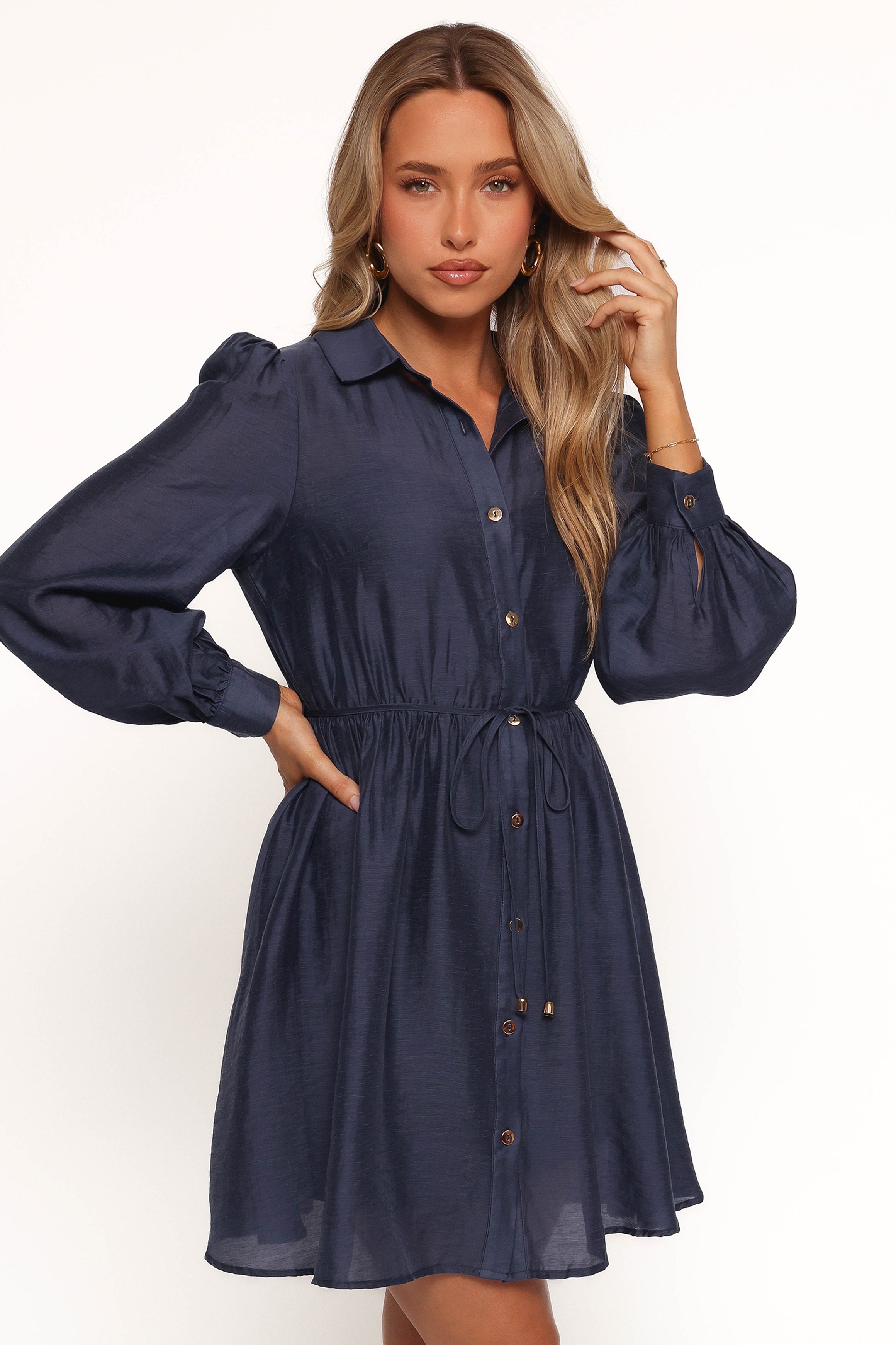 Everett Long Sleeve Mini Dress for Women - Navy Blue Casual Bodycon Dress for Party, Date Night & Fall Outfits
