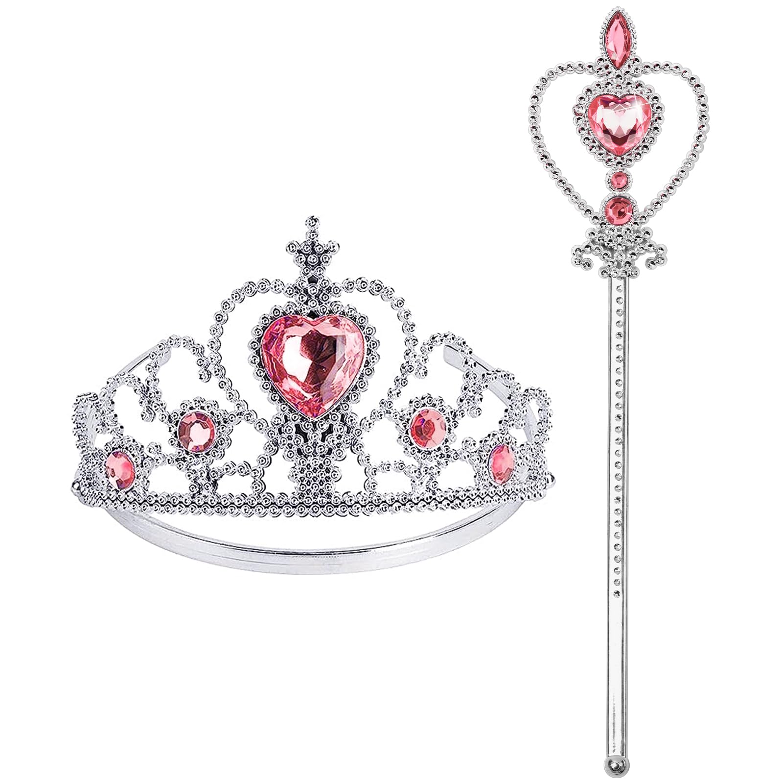 Princess Dress Up Set for Girls - Sparkling Tiara Crown & Magic Wand Toy Jewelry Kit, Perfect for Birthday Gifts & Pretend Play (Ages 3-6) | Royal Party, Dress Up Costume, Tea Party & Birthday Celebration Accessories
