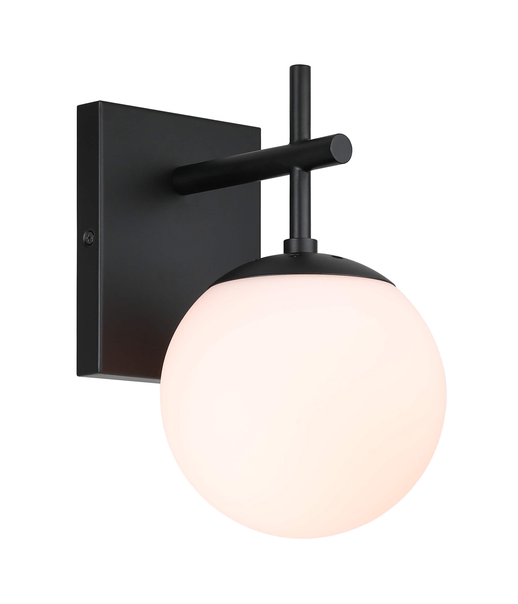 XiNBEi Mid Century Modern Black Glass Wall Sconce Light - 1-Light Bathroom Vanity Lighting for Bedroom, Hallway & Loft | Elegant Indoor Wall Lamp for Home Decor XB-W1320-1-MB