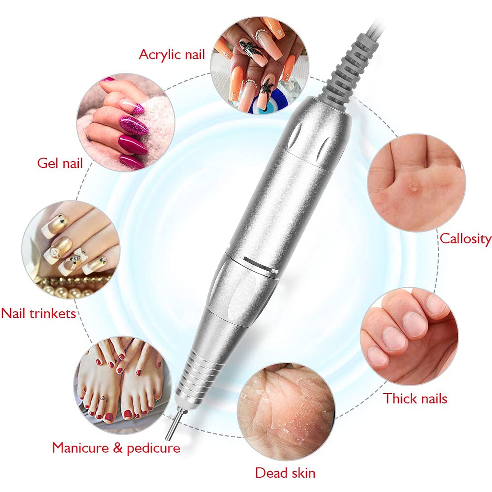 Professional Electric Nail Drill Handpiece - Replacement Handle for Nail Polishing Machine Grinder | Manicure & Pedicure Tool for Salon & Home Use | Perfect for Nail Art, Acrylics & Gel Extensions