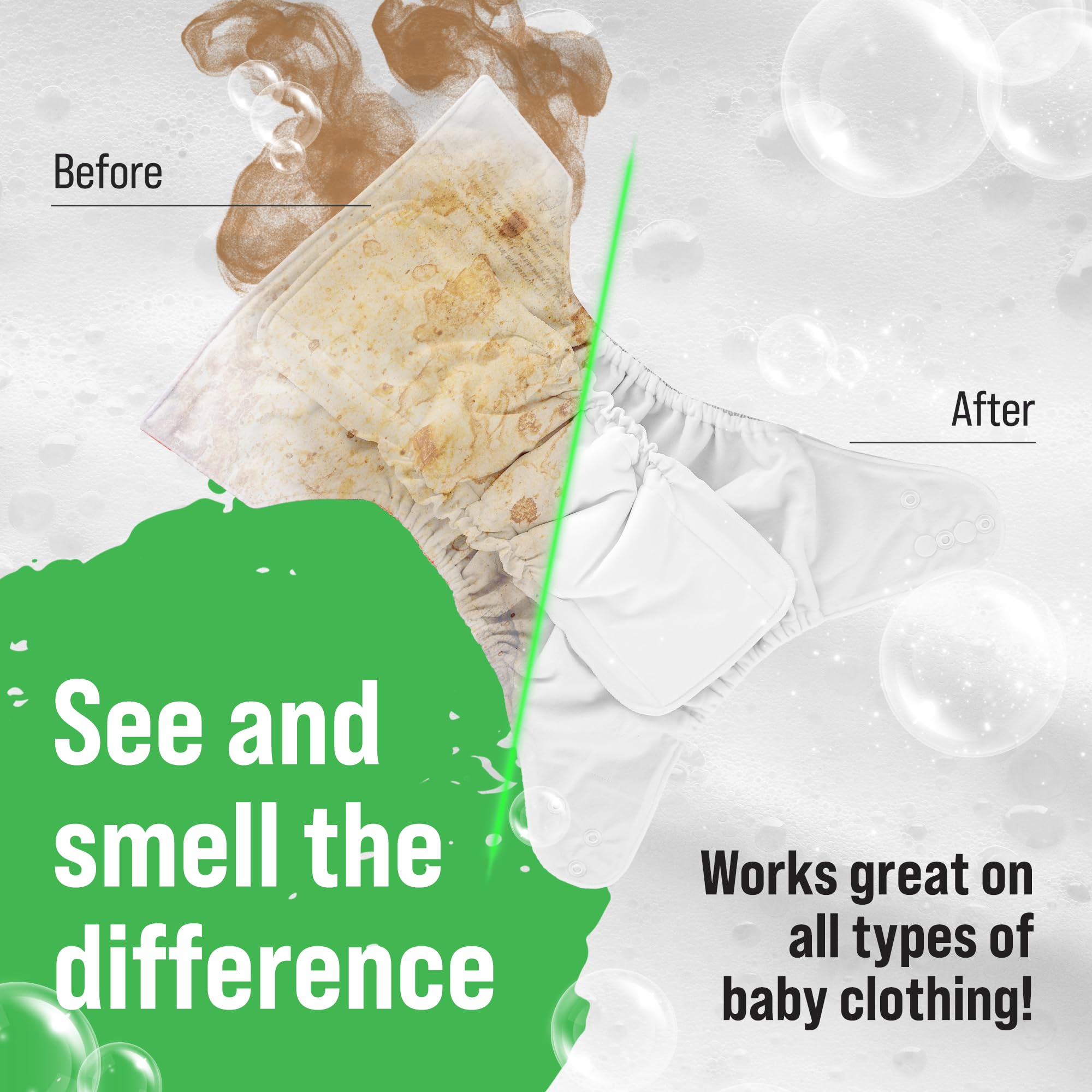 Rockin' Green Baby Laundry Detergent Powder - Hypoallergenic & Unscented for Sensitive Skin - 90 Loads (1.3kg) | Biodegradable & Natural Stain Remover | Perfect for Newborn Clothes, Diapers & Organic Fabrics