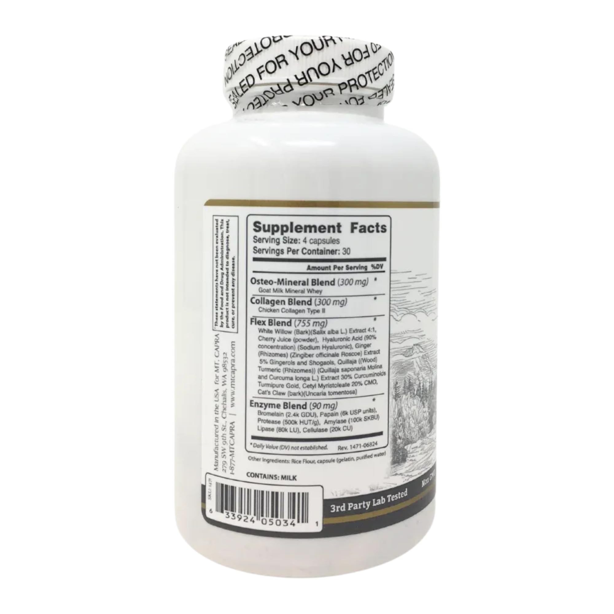 CapraFlex by Mt. Capra | Natural Joint Support Supplement with Chicken Collagen, Hyaluronic Acid, Turmeric & Herbs | Supports Bone Health & Joint Mobility | 30 Servings (120 Capsules) | Ideal for Active Lifestyles, Athletes & Aging Adults