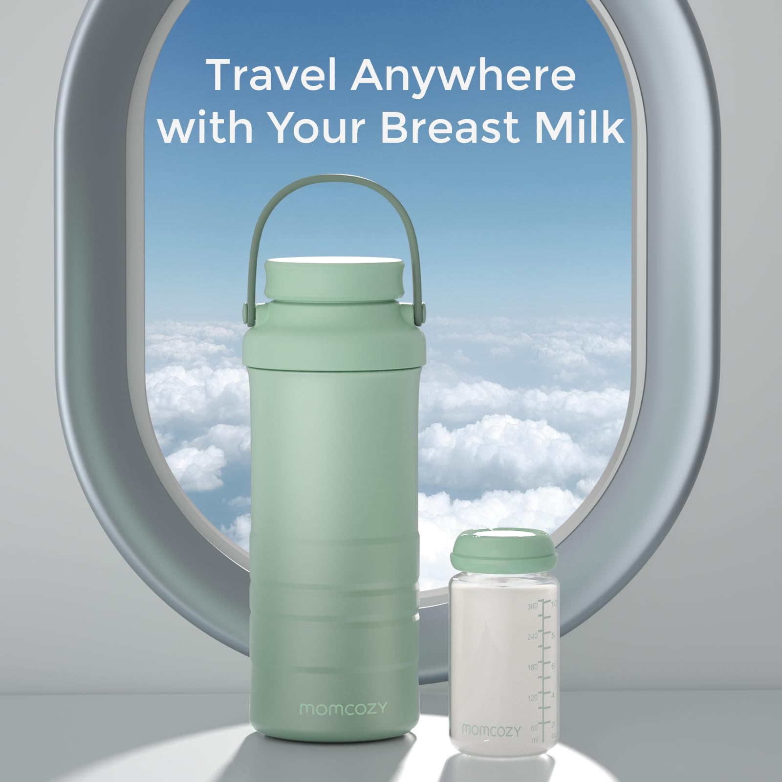 Momcozy 22oz Portable Breast Milk Cooler Bag - 24-Hour 360° Cooling for Outdoor Travel, Large Capacity Breastmilk Storage with 2 Baby Bottles (Green) | Perfect for Working Moms, Day Trips & Pumping On-The-Go