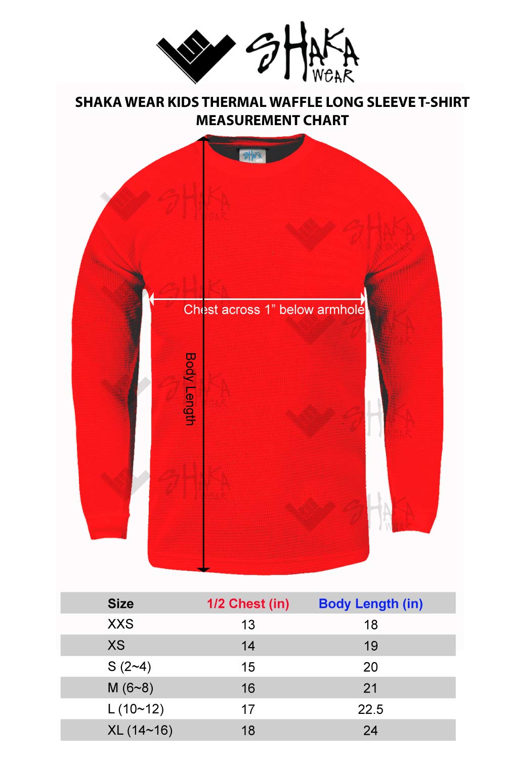 Shaka Wear Kids Waffle Thermal Long Sleeve Crewneck T-Shirt - Soft & Warm Winter Shirt for Boys & Girls (XXS-XL) - Perfect for Cold Weather, School & Outdoor Activities