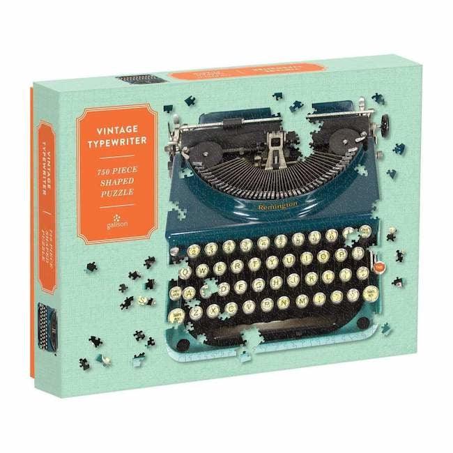 Galison Vintage Typewriter 750-Piece Shaped Puzzle – Fun & Challenging Jigsaw for Adults, Perfect for Relaxation, Gifts & Home Decor