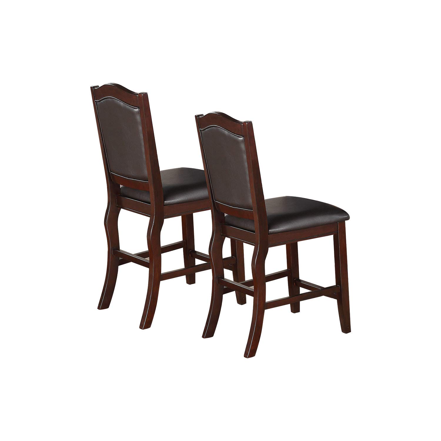 Premium Faux Leather Dining Chairs Set of 2 - Brown Upholstered Counter Height Bar Stools for Kitchen Island, Breakfast Nook & Restaurant Style Seating - Comfortable & Stylish Home Decor