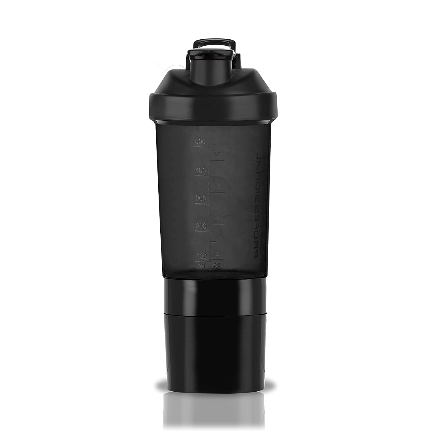 Premium 500ml Stainless Steel Protein Shaker Bottle with Blender Ball - Gym & Sports Water Bottle for Workout, Bodybuilding & Fitness - BPA Free, Leak Proof (Black, Set of 1) - Ideal for Post-Workout Protein Shakes & Hydration On-The-Go
