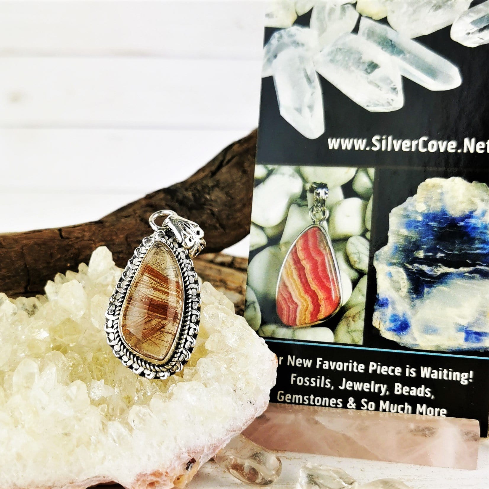 Natural Copper Rutile Quartz Pendant Necklace - Healing Crystal Jewelry for Chakra Balancing & Energy Protection - Perfect for Meditation, Yoga & Spiritual Gifts