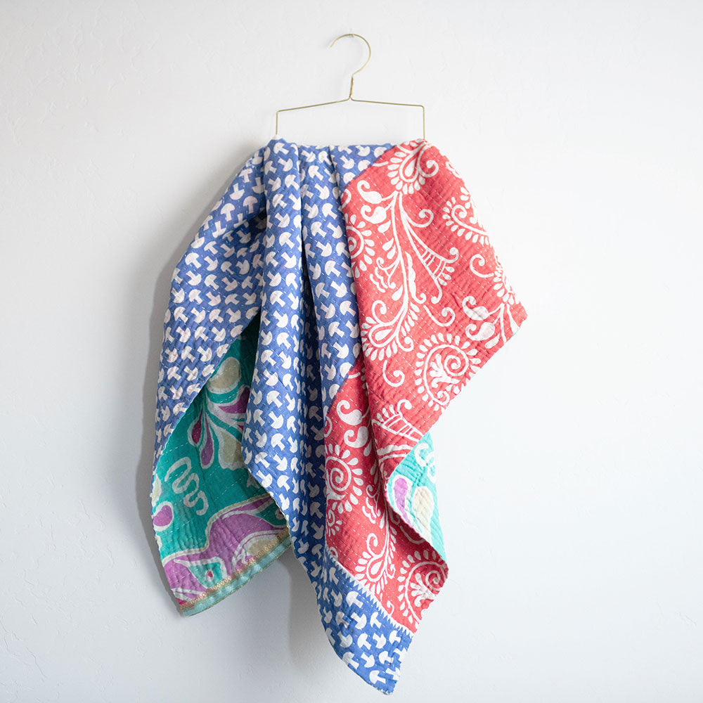 Soft Kantha Baby Blanket CB9112 - Handmade Cotton Swaddle Blanket for Newborns & Infants - Perfect for Nursery, Stroller, and Travel