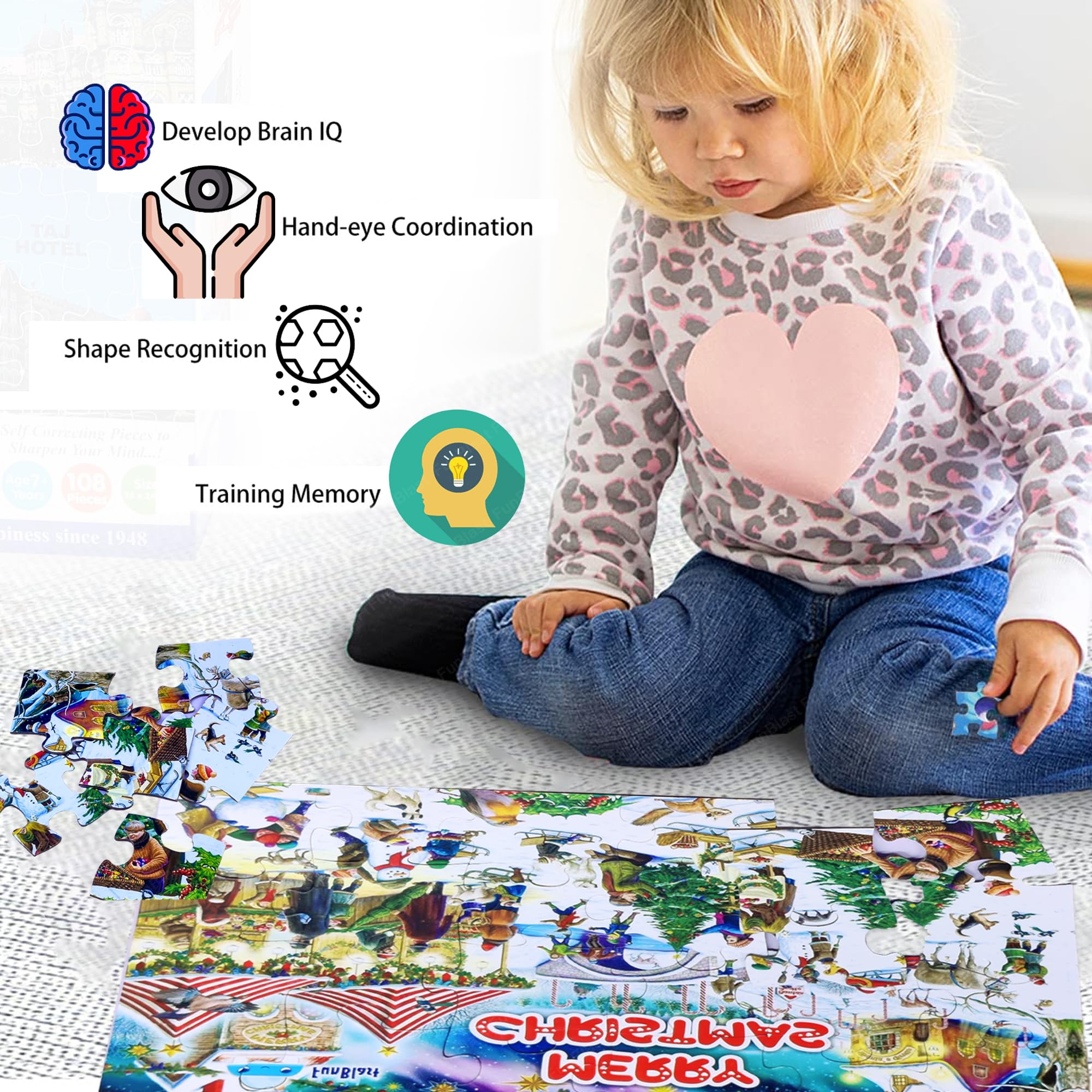 FunBlast Kids Jigsaw Puzzles Set of 3 - 72 Piece Educational Floor Puzzles for Boys & Girls Ages 3+ (30x22cm, Multicolor) | Christmas Gift, Learning Toys & Family Game Night Activities