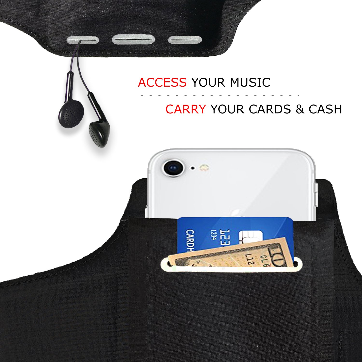 Waterproof iPhone Pro 16/15/14/13/12 Running Armband with Extra Pockets - Secure Phone Holder for Sports, Gym Workouts, Jogging & Outdoor Activities | Carry Keys, Cash & Credit Cards Safely