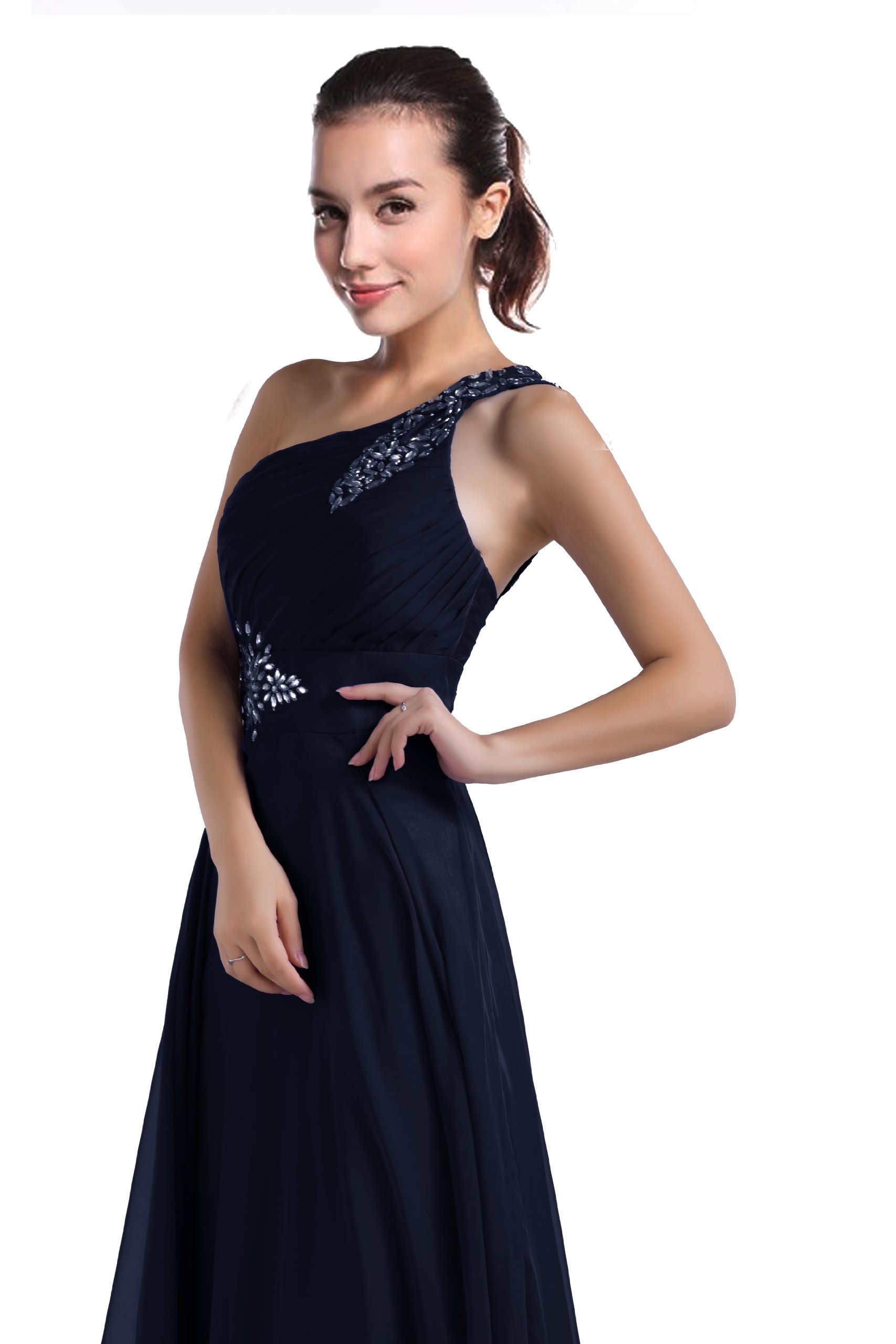 Elegant One-Shoulder Beaded Chiffon Prom Dress with Floor Length - Perfect for Homecoming, Formal Dances & Special Occasions