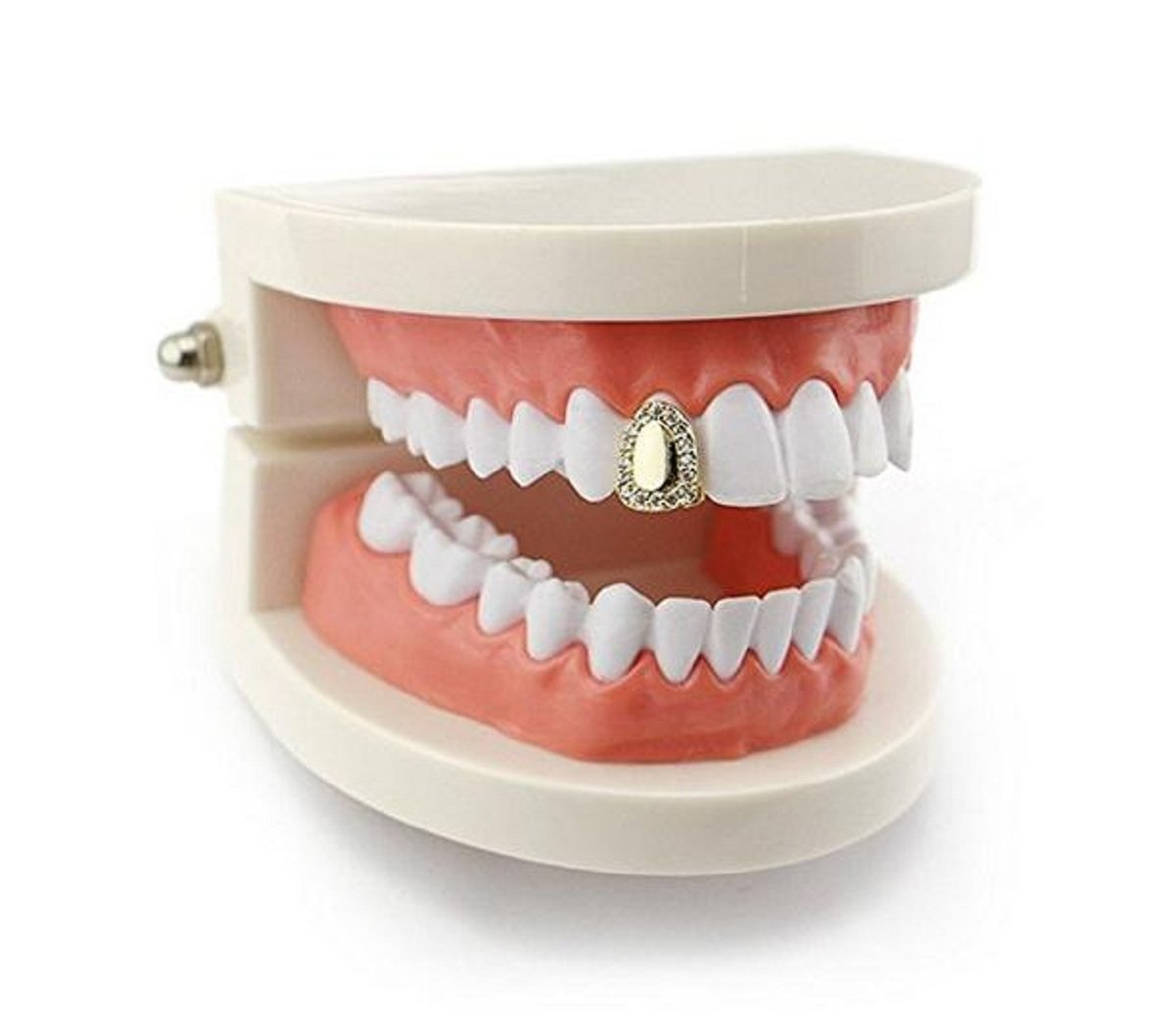 14K Gold Pave Full CZ Single Tooth Grillz - Luxury Dental Jewelry for Men & Women - Perfect for Hip Hop Fashion, Parties, and Special Occasions