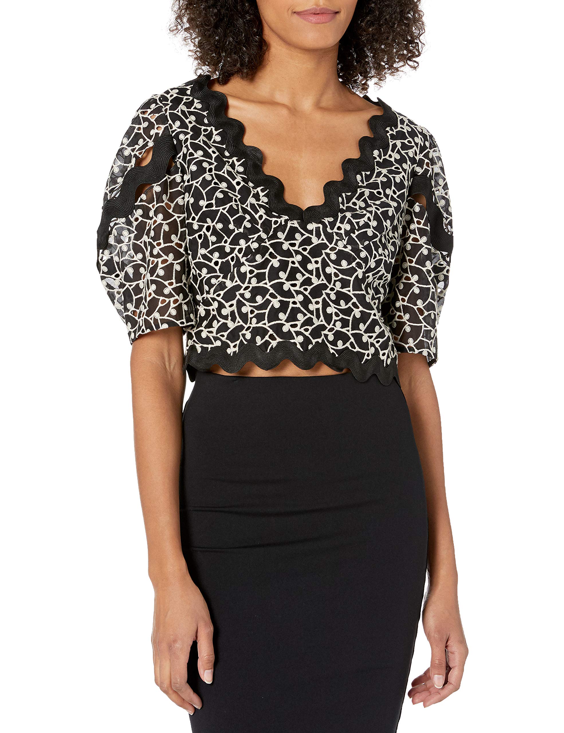 Rebecca Taylor Women's Long Sleeve Eyelet Audrey Top - Elegant Lace Blouse for Work, Date Night & Special Occasions