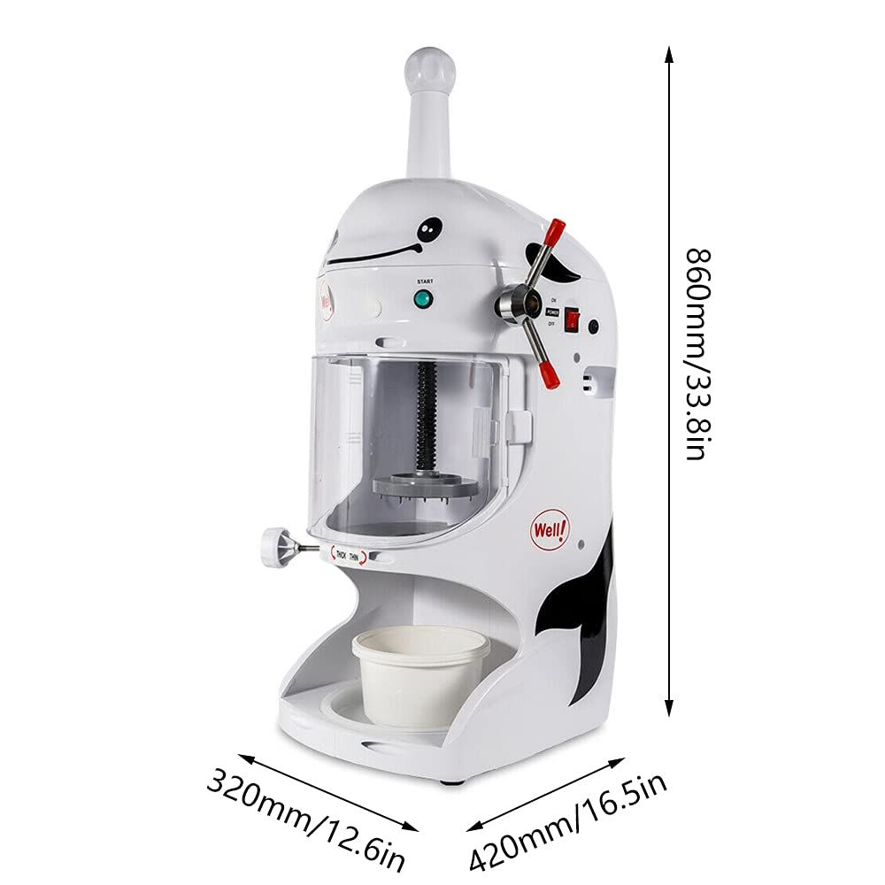 350W Commercial Ice Shaver Machine - Electric Snow Cone Maker & Ice Crusher for Shaved Ice - 110V Heavy Duty Ice Shaving Machine for Coffee Shops, Milk Tea Stores, Restaurants & Hotels - Perfect for Cocktails, Desserts & Summer Treats