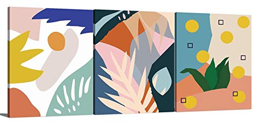 Set of 3 Mid Century Modern Abstract Wall Art Canvas Prints - Gallery Wrapped Home & Office Decor for Living Room, Bedroom, Dining Room - Ready to Hang