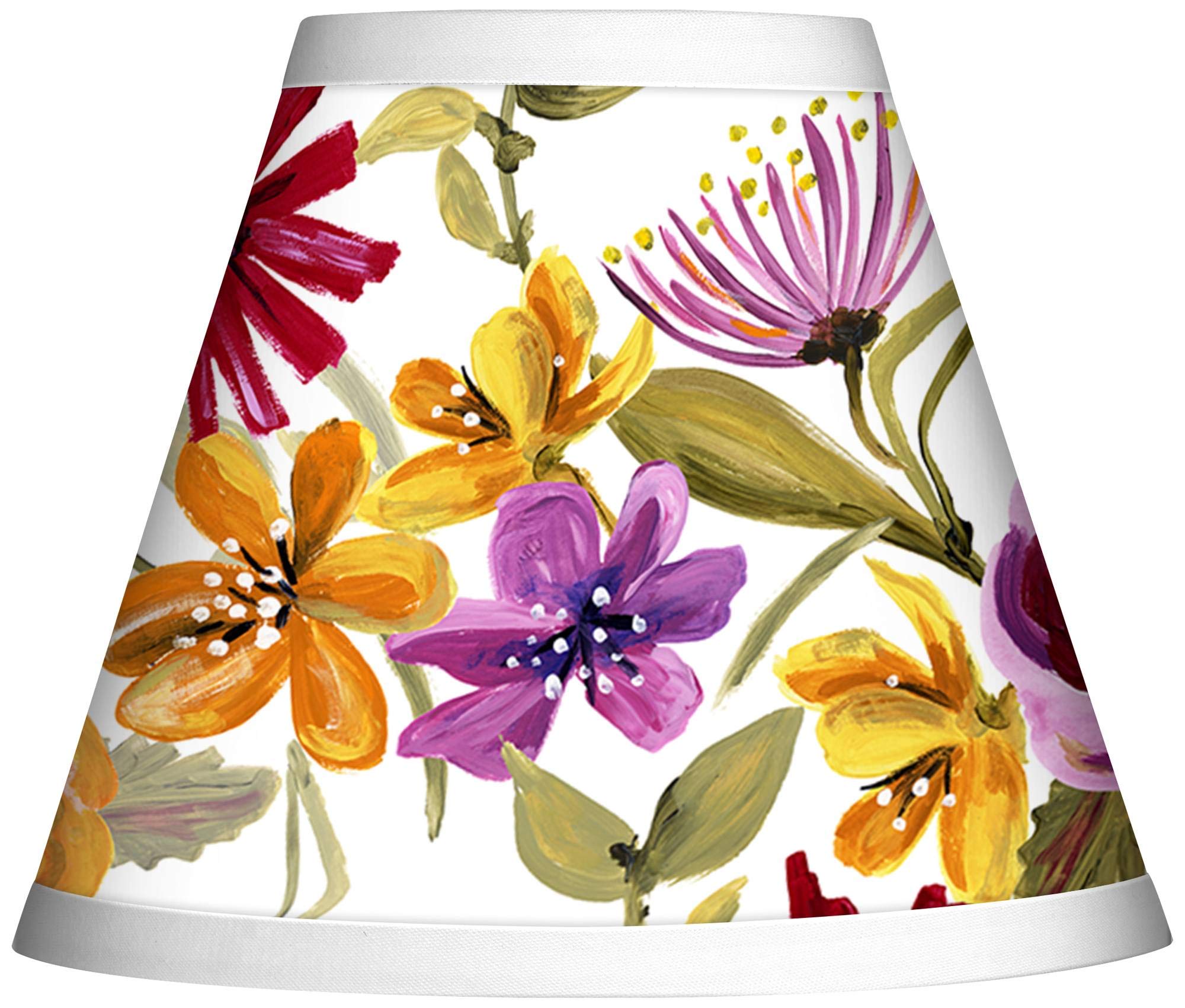 Set of 4 Empire Print Lamp Shades - Bountiful Blooms Floral Design in White, Purple, Green & Yellow | Small Size 3