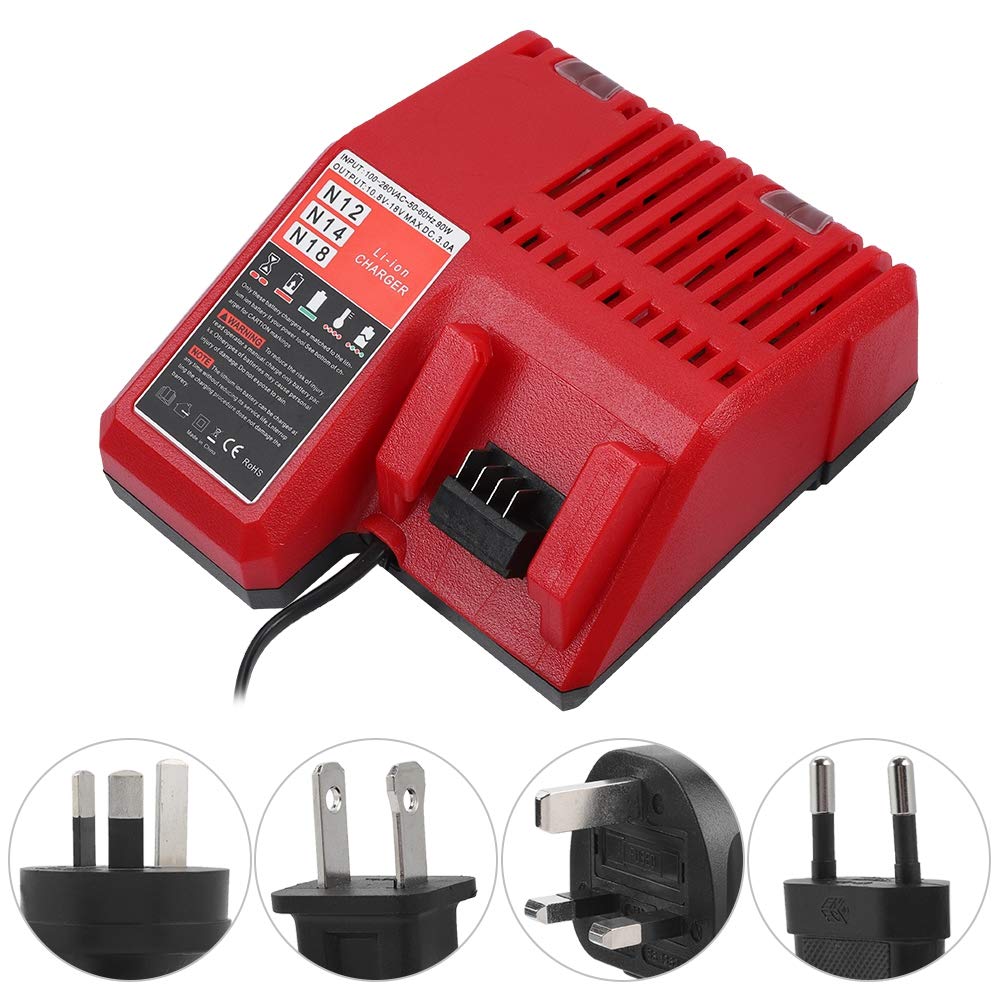 Milwaukee 18V Fast Lithium Battery Charger for M12/M18 - Safe Multi-Level Protection USB Plug - Perfect for Power Tools, Drills & Jobsite Equipment