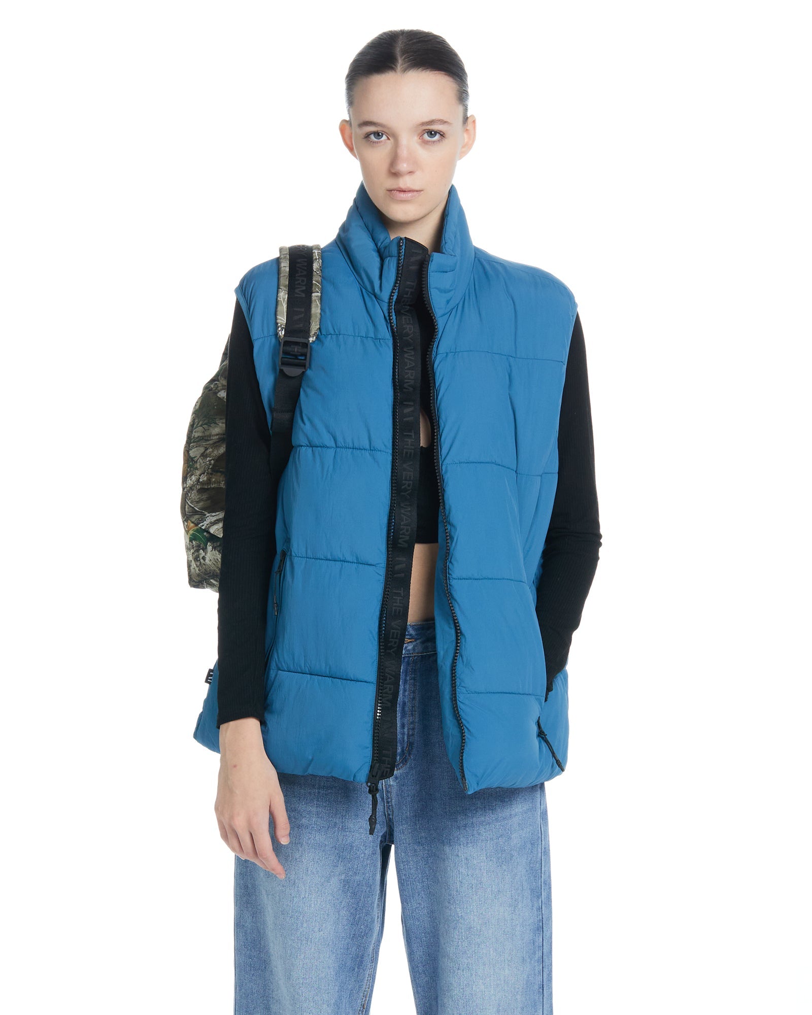 Blue Steel Puffer Vest for Men & Women - Lightweight Warm Winter Jacket for Outdoor Activities, Hiking, and Casual Wear