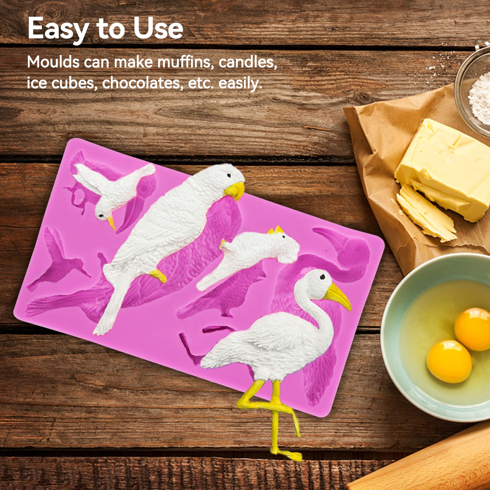 Premium Silicone Fondant Molds - Flamingo & Bird Shapes for Cake Decorating, Chocolate Making & Candy Crafts | Perfect for Birthday Cakes, Cupcakes, DIY Desserts & Baking Gifts