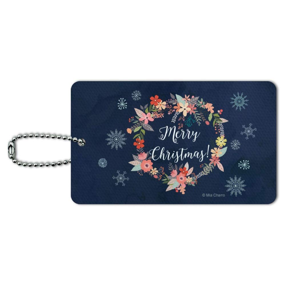 Festive Christmas Snowflake Wreath Luggage Tag - Durable Suitcase ID Tag for Carry-On Bags | Perfect for Holiday Travel & Gift Giving