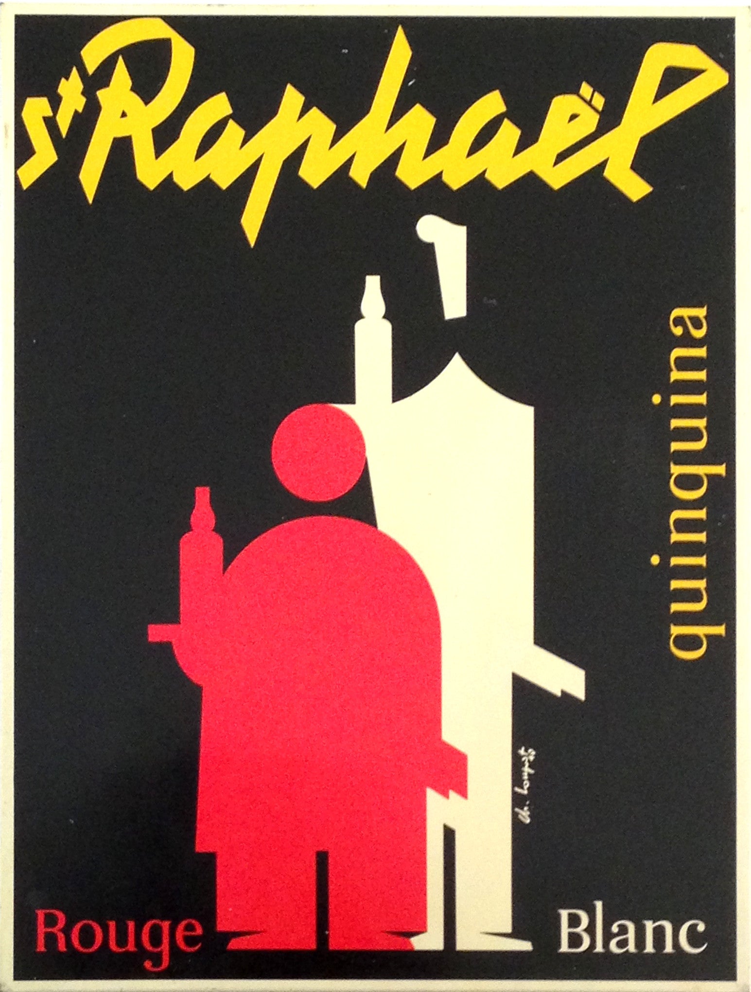 Vintage 1948 Art Deco Advertising Tin - St. Raphael Quinquina Loupot Collectible | Retro Bar Decor, Home Display & Advertising Memorabilia