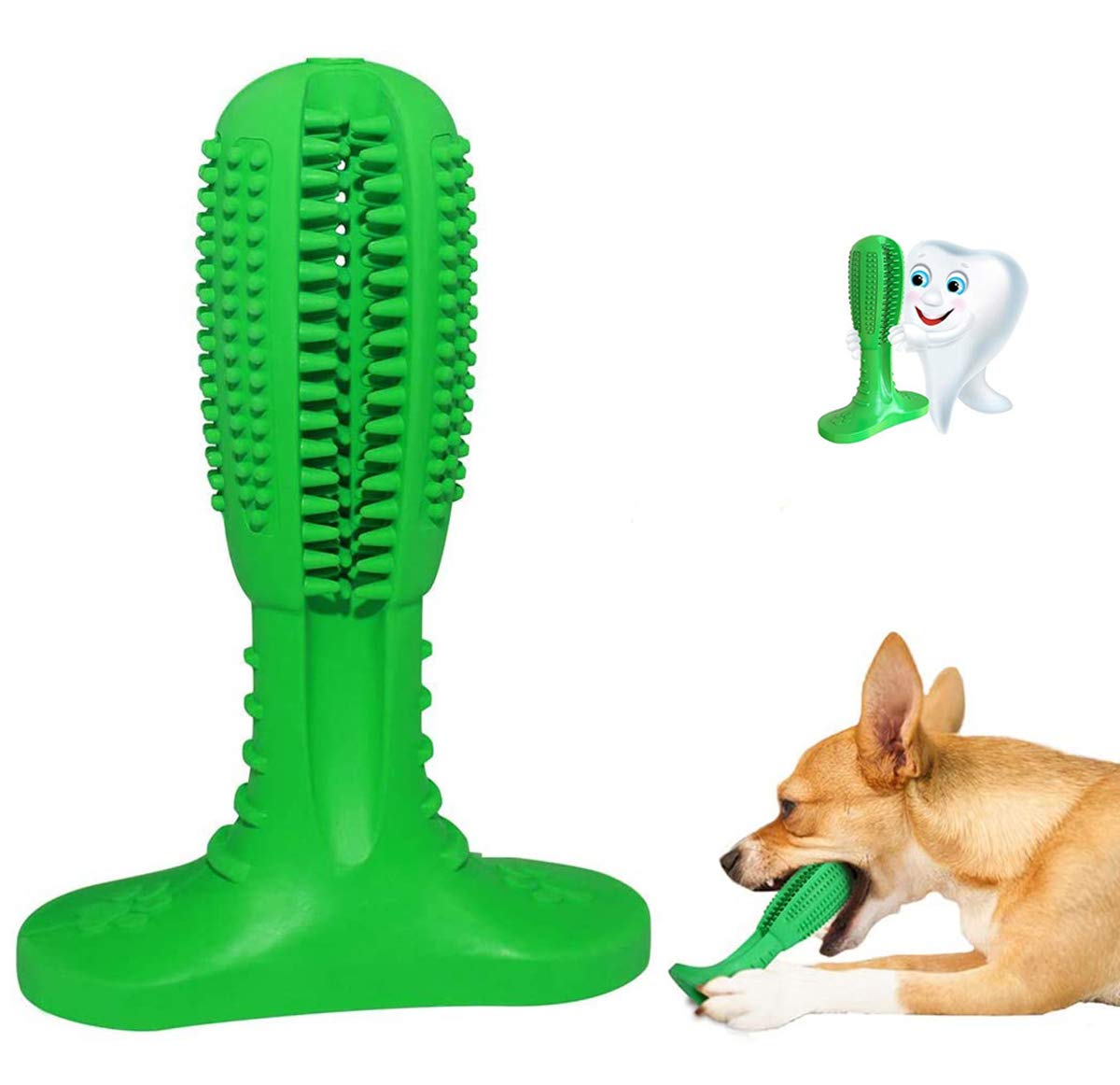 Natural Rubber Dog Chew Toys - Bite Resistant Teeth Cleaning Toothbrush for Large & Medium Dogs | Durable Pet Dental Care Toy for Aggressive Chewers | Perfect for Teething, Anxiety Relief & Playtime