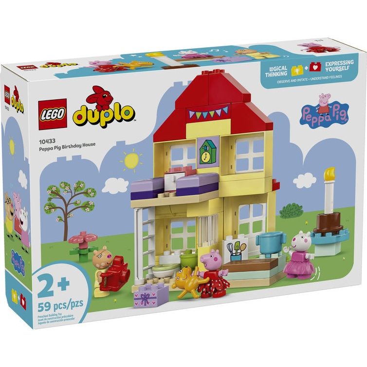 LEGO DUPLO Peppa Pig Birthday House Building Toy Set 10433 – Fun Pretend Play for Kids Birthday Parties & Preschool Learning