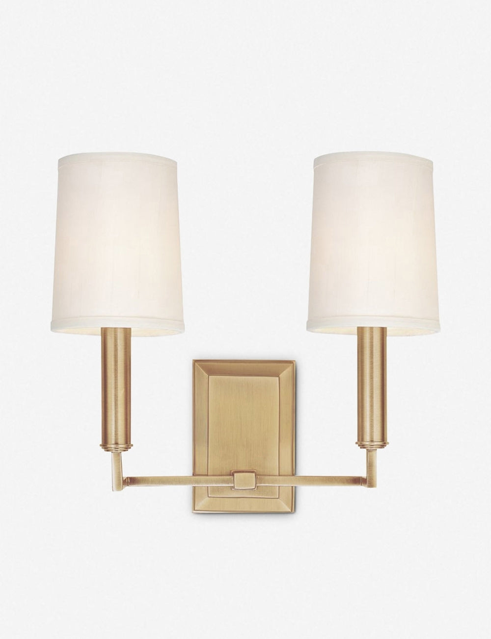 Charlie Double Sconce Wall Light - Modern Brass Wall Sconces for Living Room & Bedroom - Elegant Plug-in Wall Lamp for Home Decor